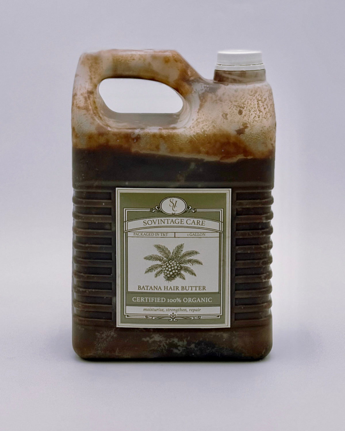 Wholesale Sovintage Care Batana Butter gallon, natural hair and skin nourishing product, displayed in a large container.